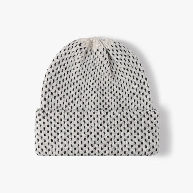 Polka Dot Knit Hat Padded Beanie