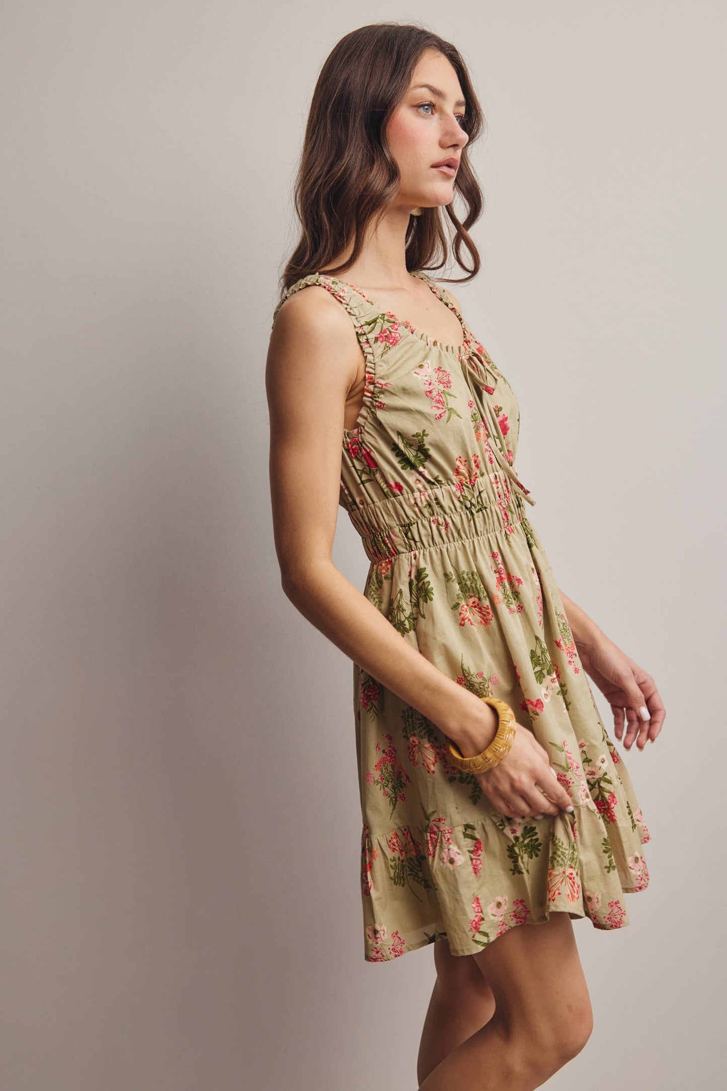 Floral Smocked Waist Mini Dress
