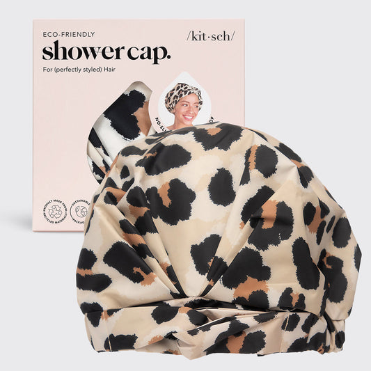 Recycled Polyester Luxe Shower Cap - Leopard