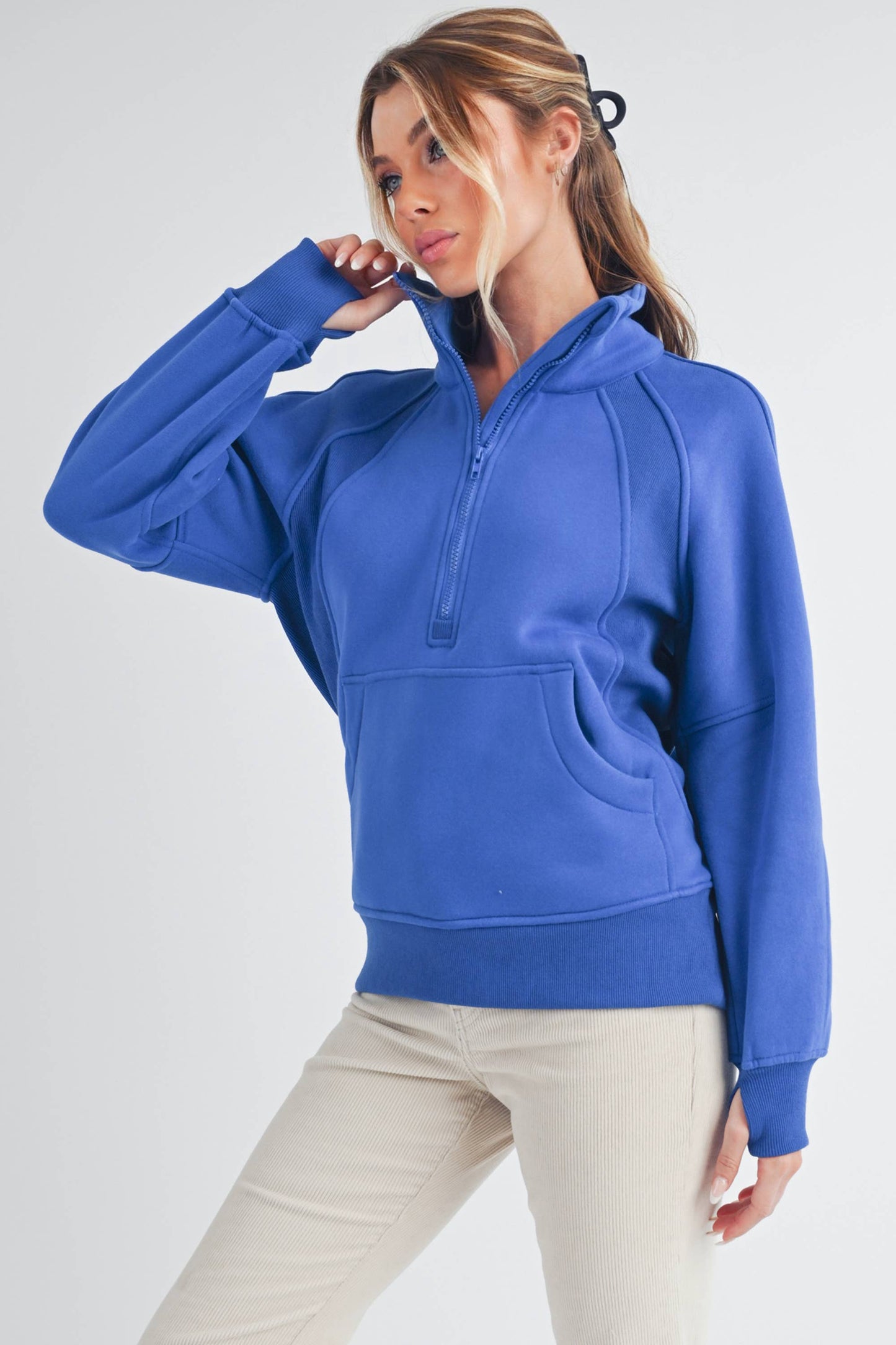 Long Funnel Neck Half Zip