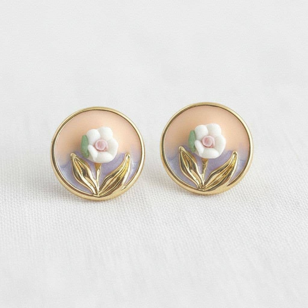 Artistic Floral Design Drop Earrings