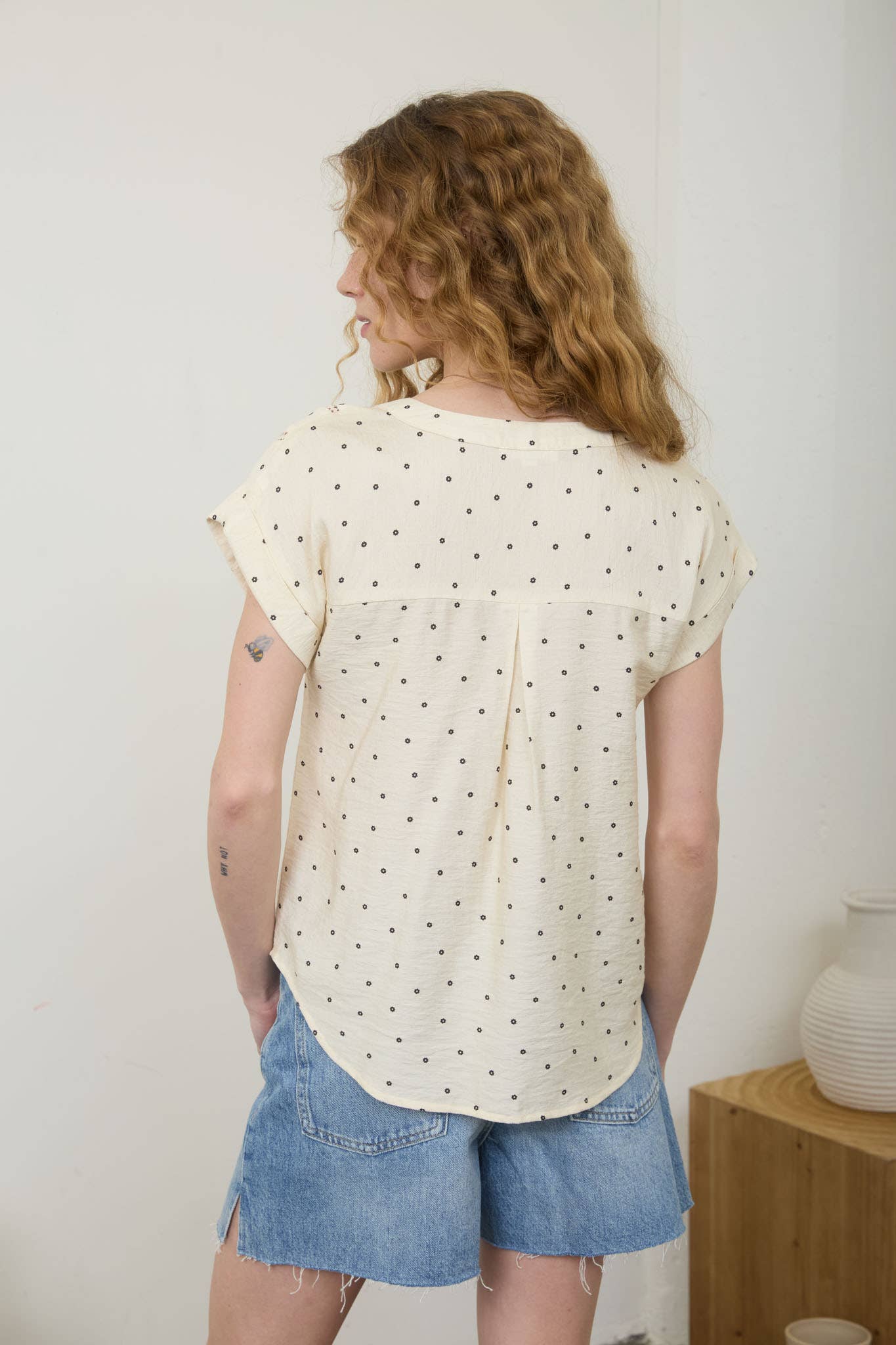 Polka Dot Lace Trim Top