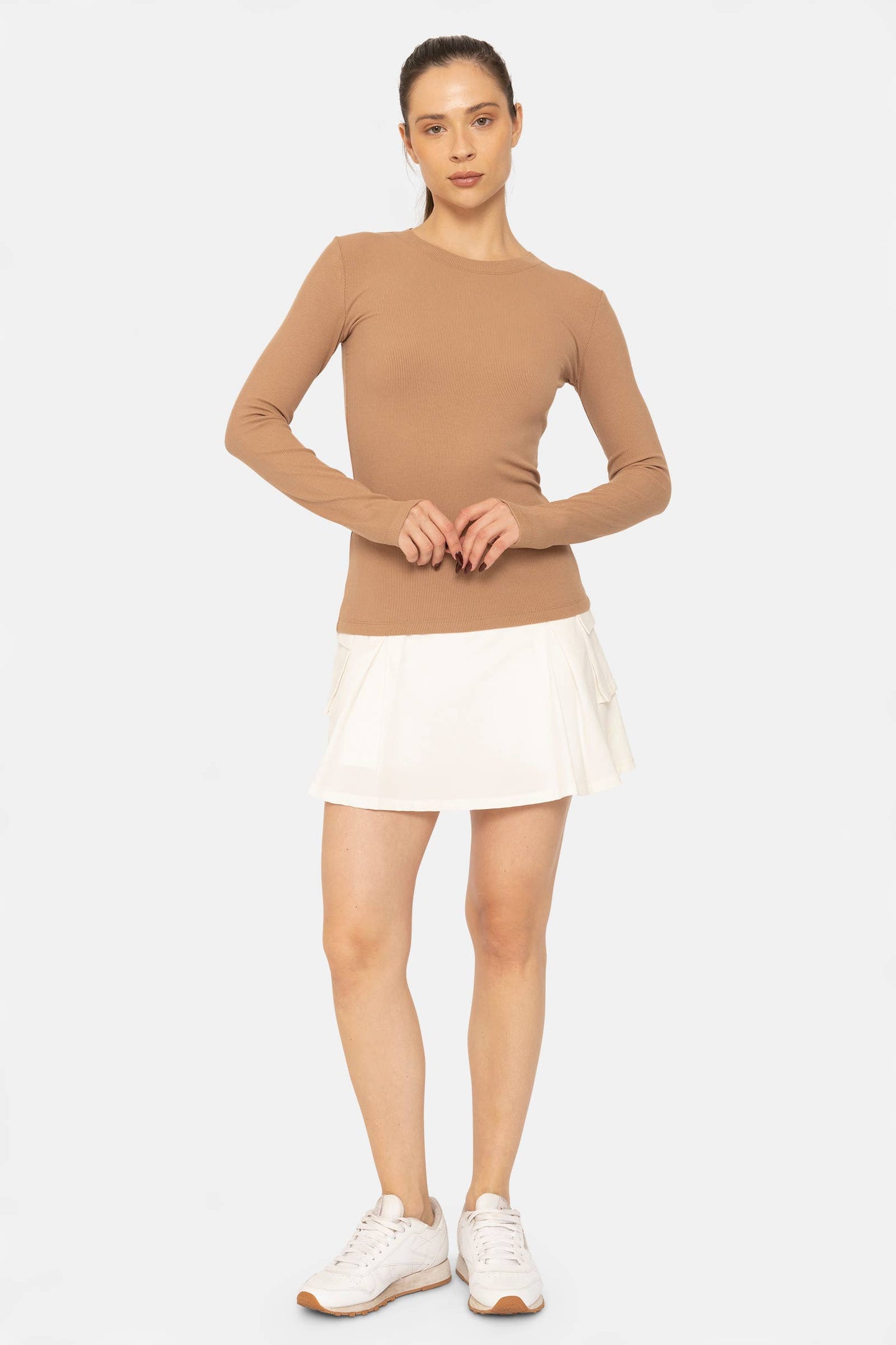 Essential Long-Sleeved Micro-Ribbed Athleisure Top