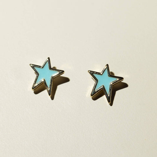 Current Teal Superstar Enamel Studs