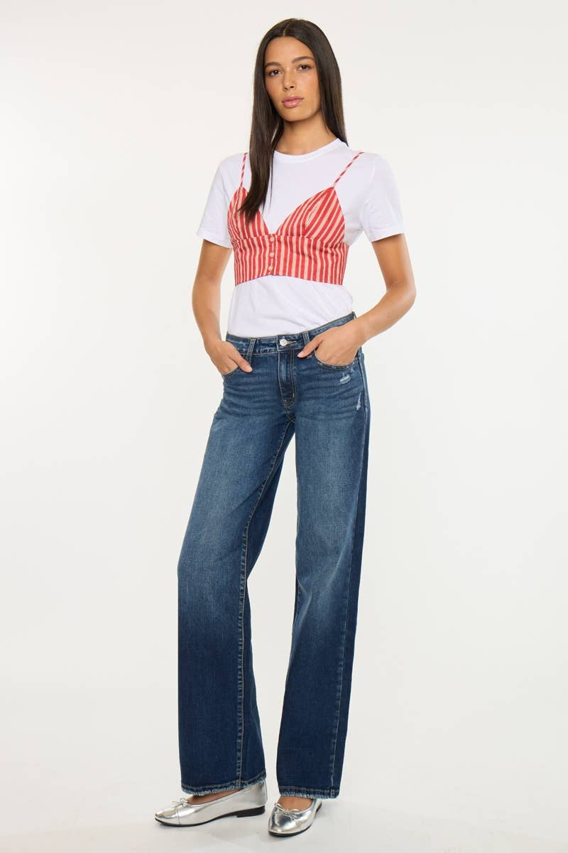 Crater Mid Rise Wide Leg Jeans Kan Can