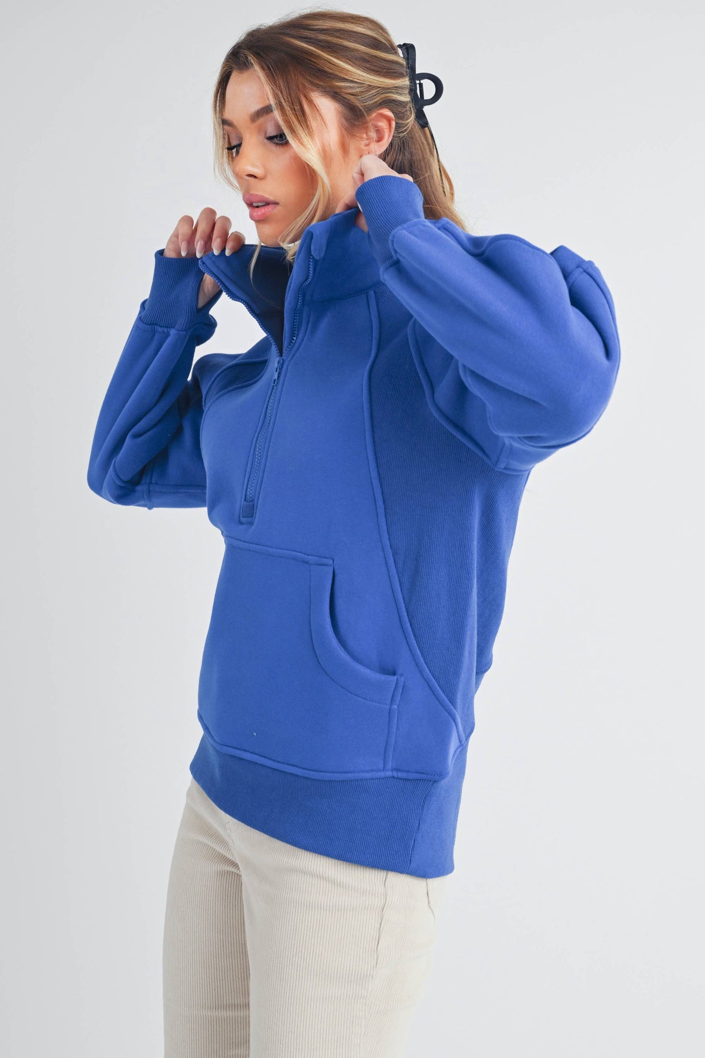 Long Funnel Neck Half Zip