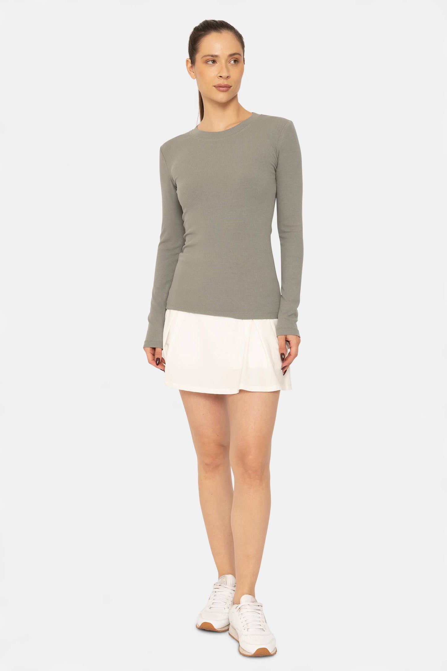 Essential Long-Sleeved Micro-Ribbed Athleisure Top