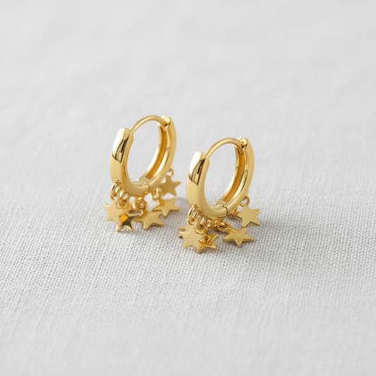 Star Design Hoop Earrings