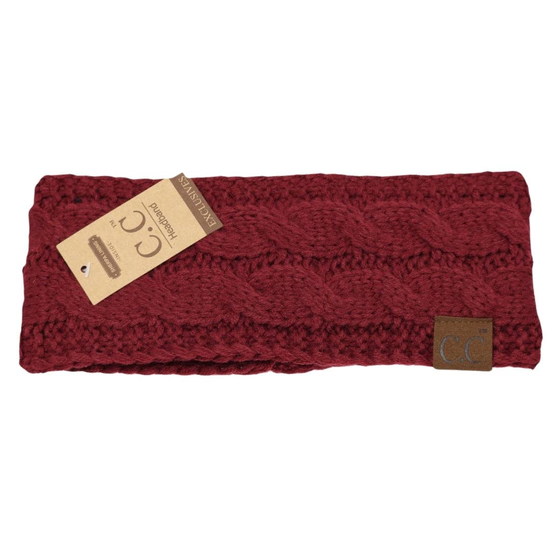 CC Beanie Solid Cable Knit Head Wrap