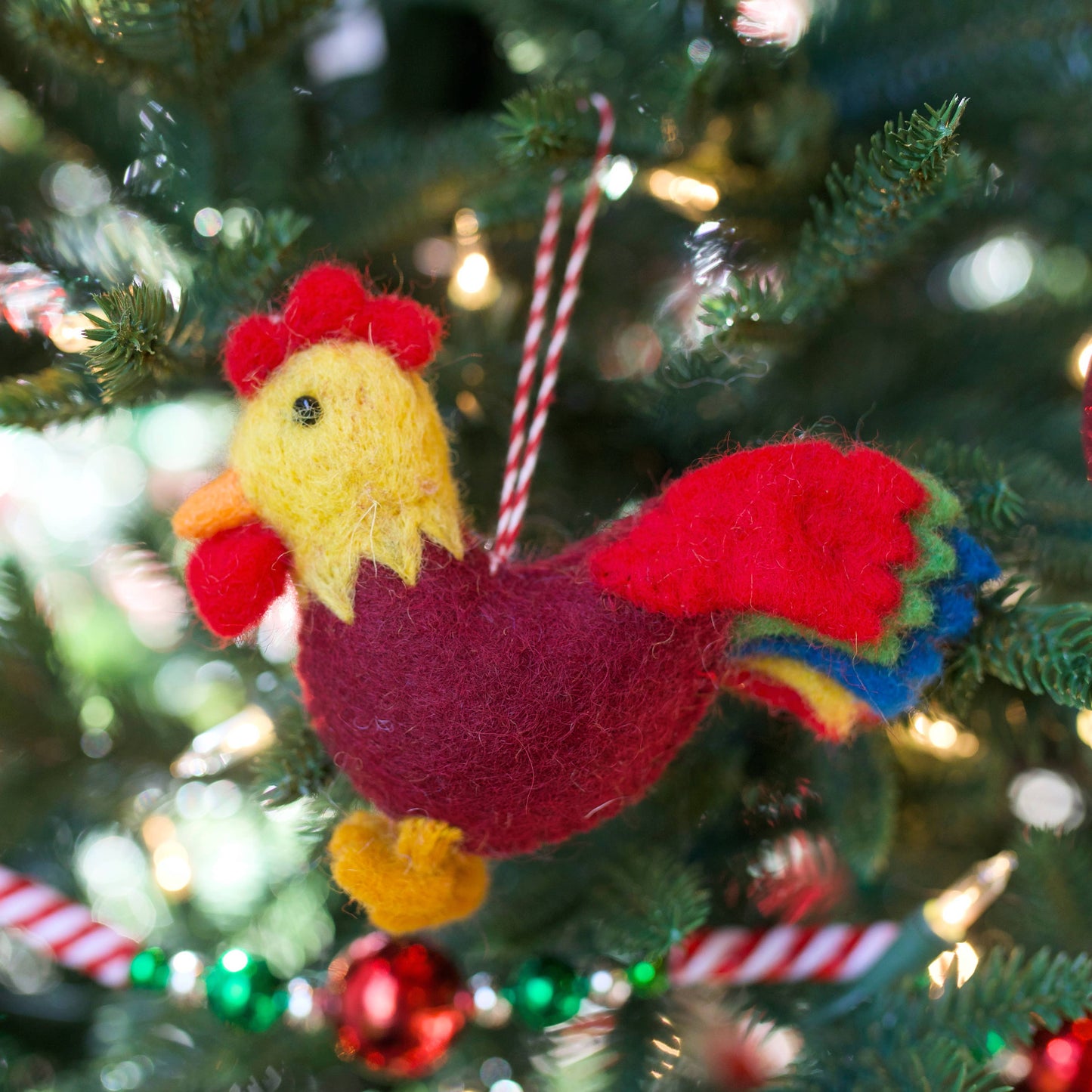 Rooster Felt Wool Christmas Ornament