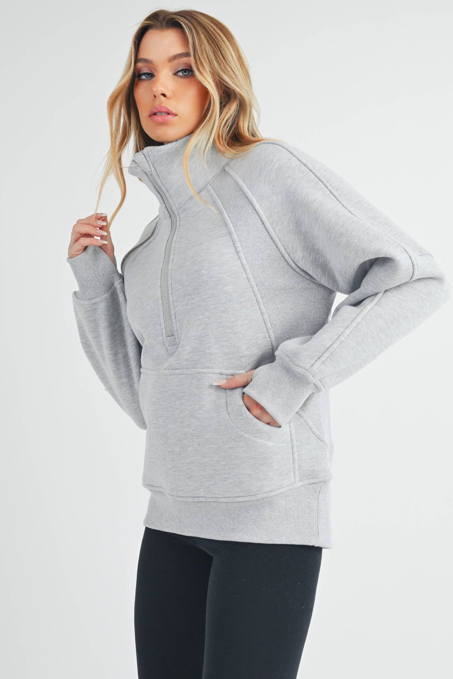 Long Funnel Neck Half Zip