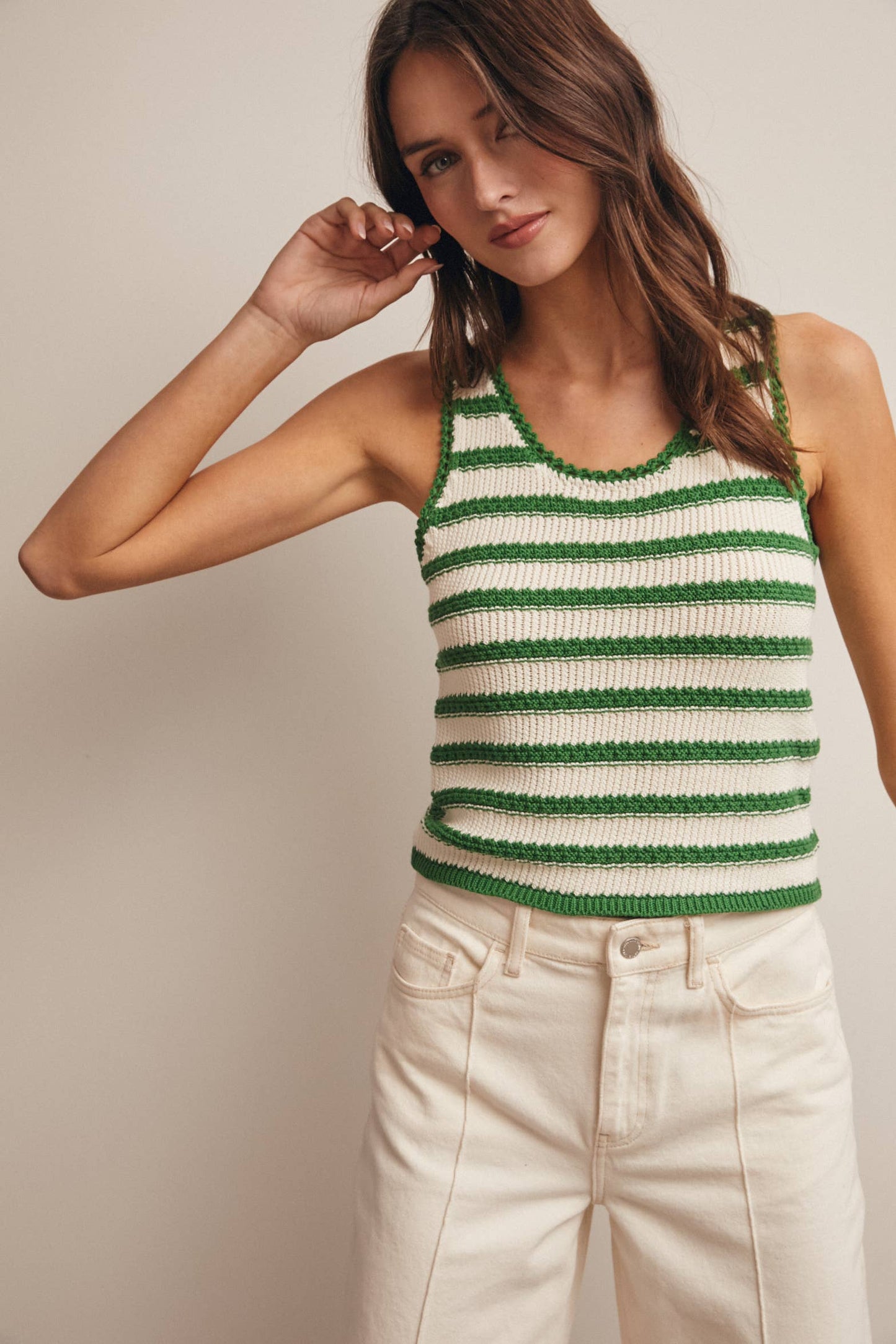 Striped Crochet Knit Tank
