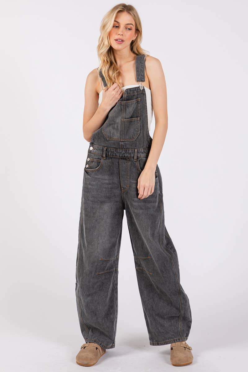 Washed Denim Overall Jumpsuit