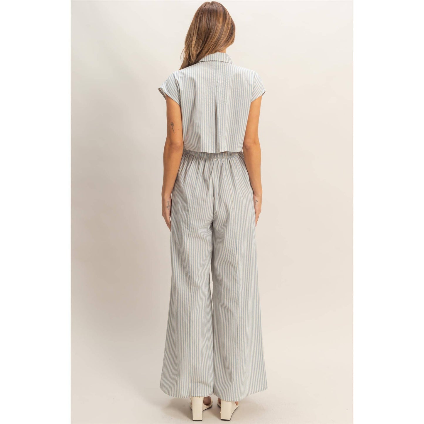 Striped Button Down Jumpsuit