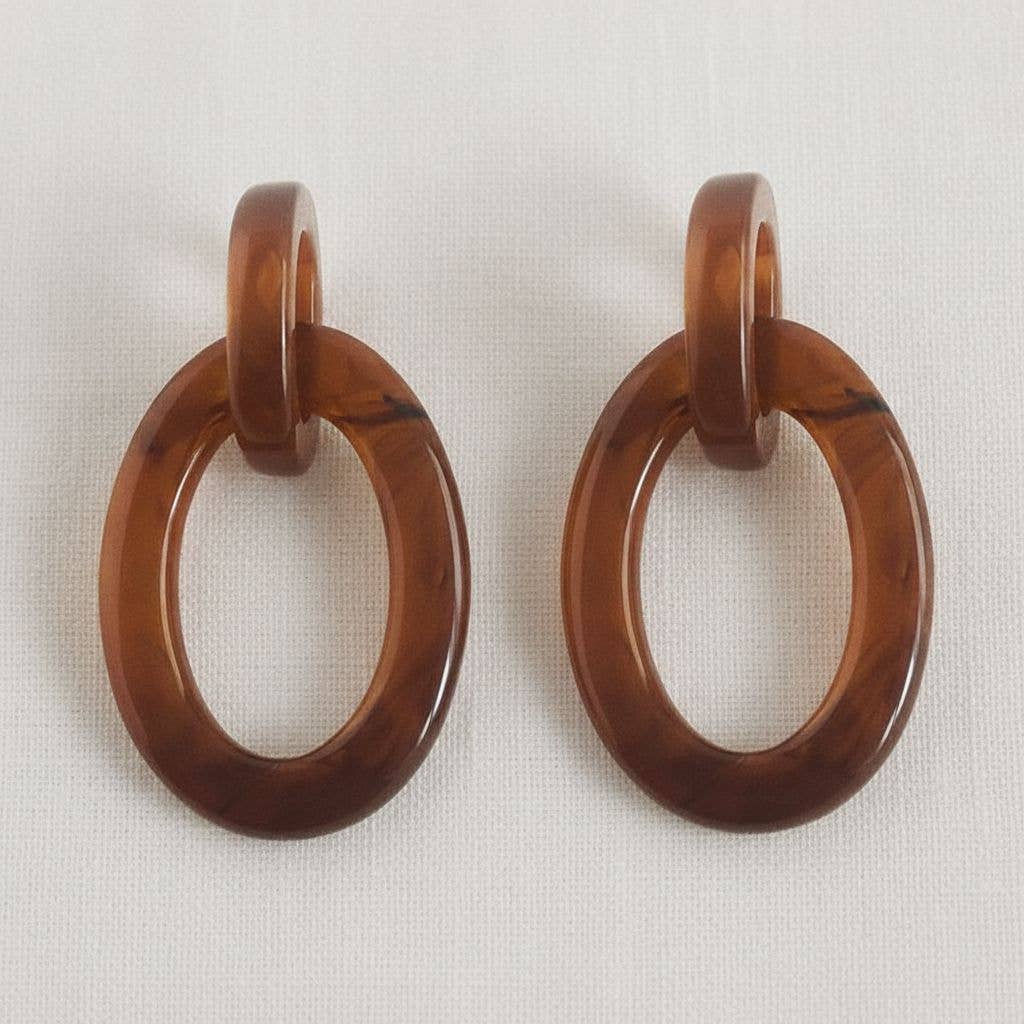 Gradient Amber Geometric Stud Earrings