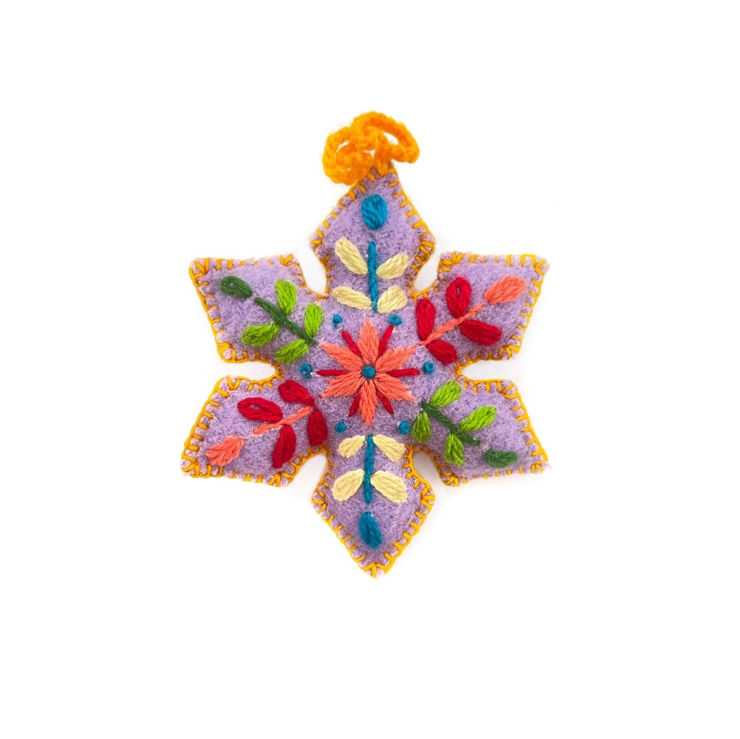 Colorful Pointed Snowflake Embroidered Christmas Ornament