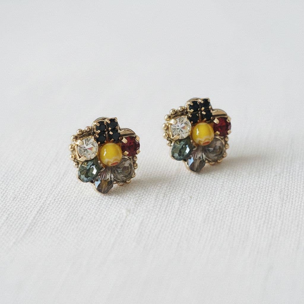 Micro-Set Cubic Zirconia Flower Stud Earrings