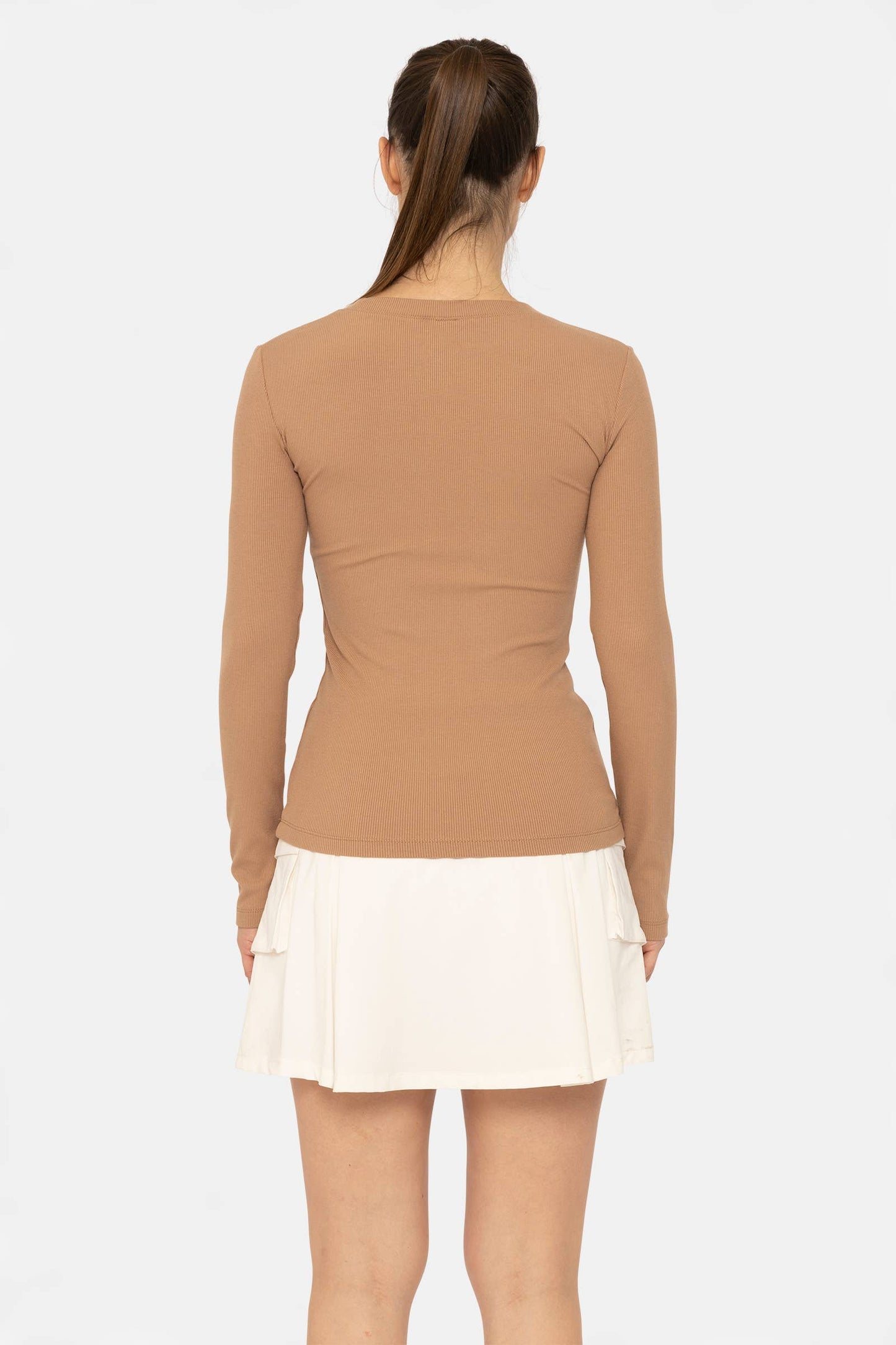 Essential Long-Sleeved Micro-Ribbed Athleisure Top