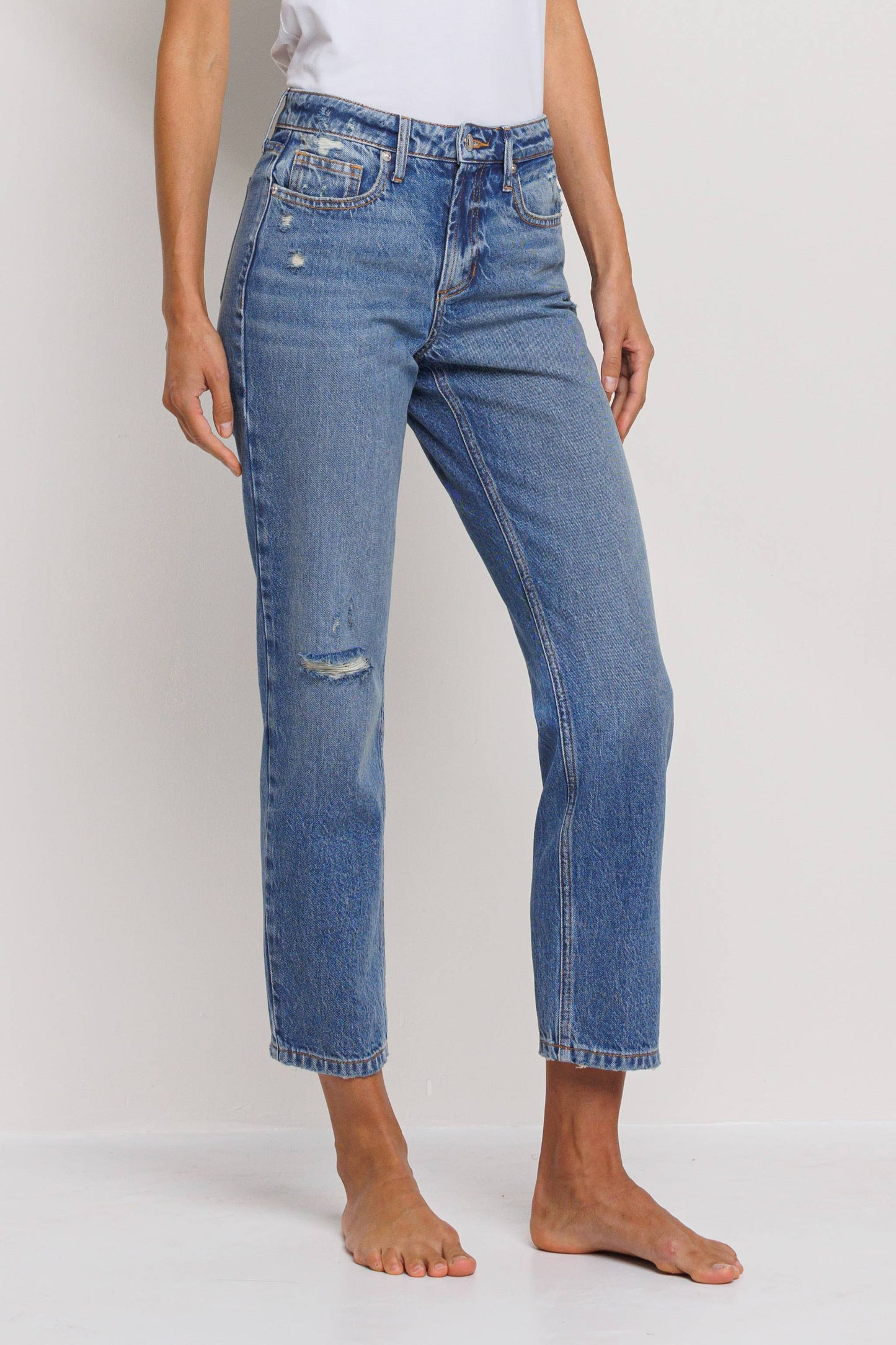 Sneakpeek Mid Rise Slim Straight Jeans with Medium Vintage