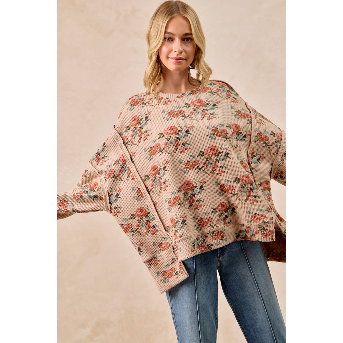 Floral Print Waffle Shirt