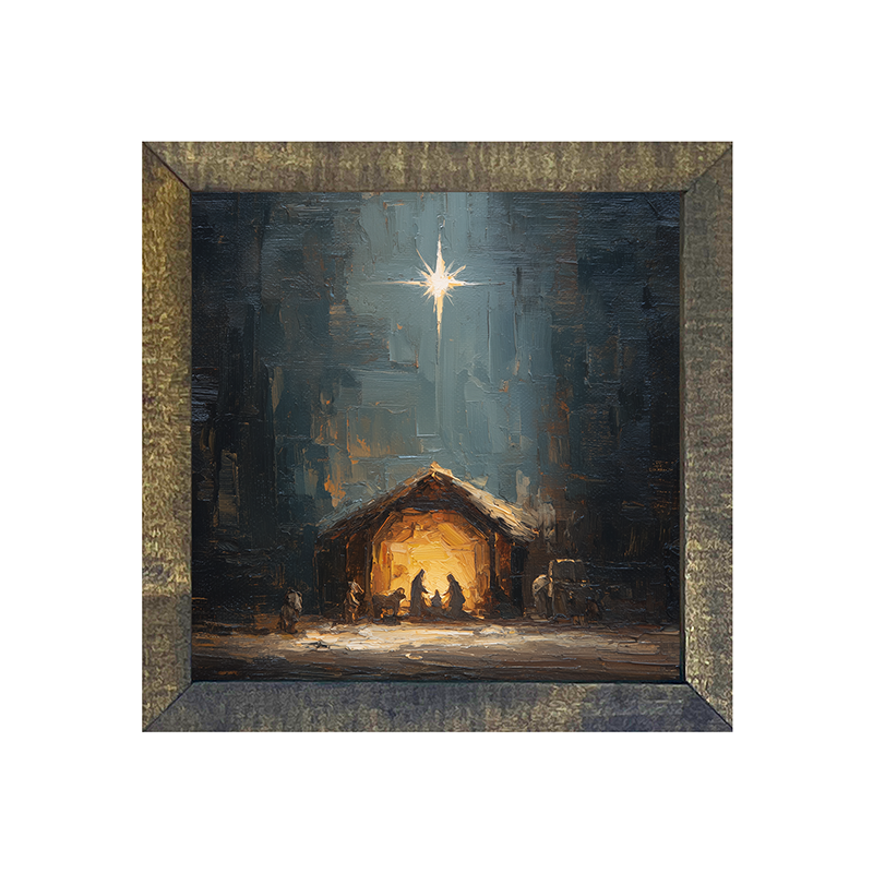 The Nativity at Night - Square Box Frame