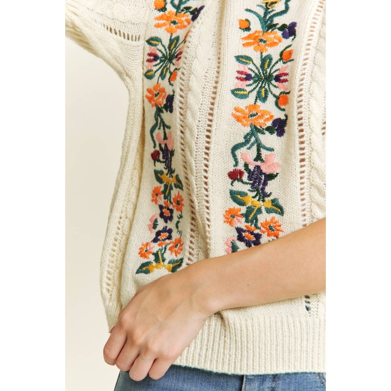 Floral Embroidery Sweater