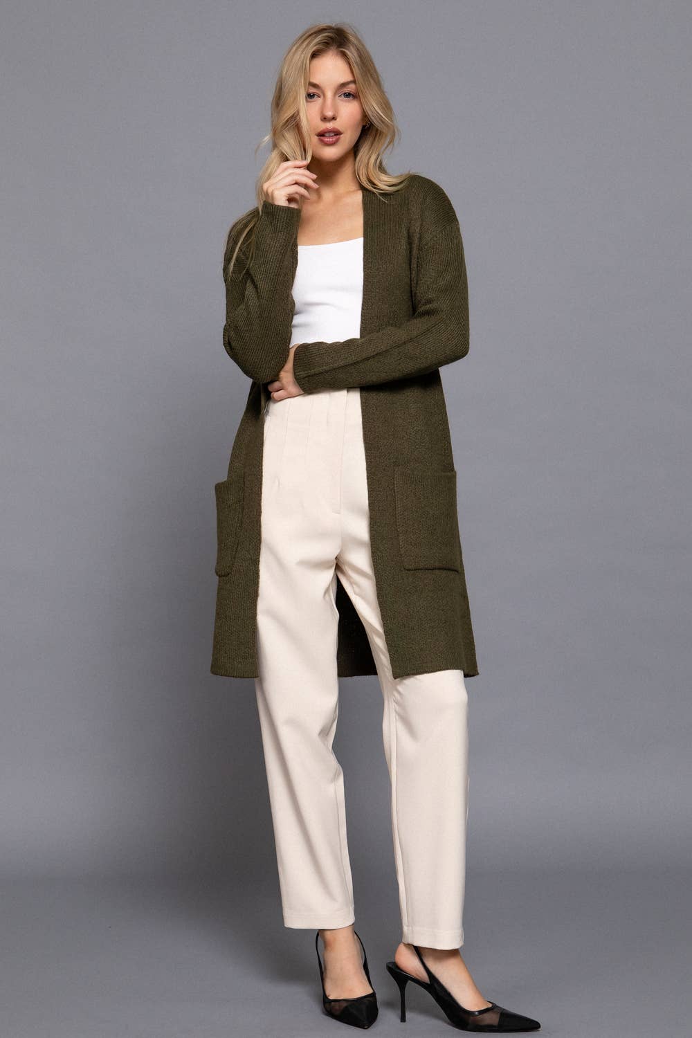 Long Sleeve with Pocket Open Sweater Cardigan