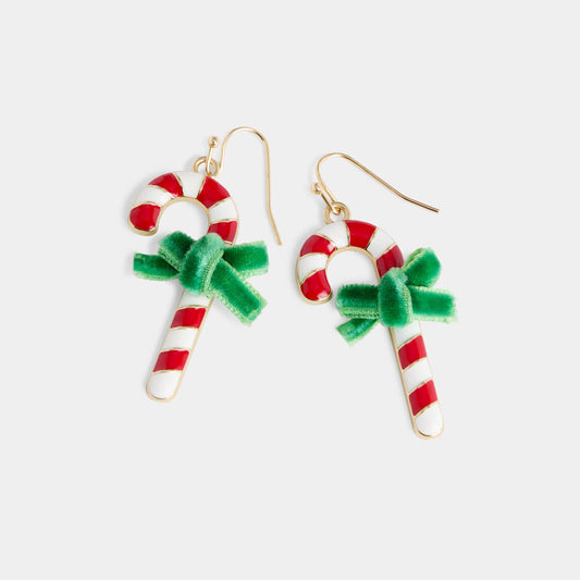 Velvet Bow Candy Canes - Red/White - Christmas