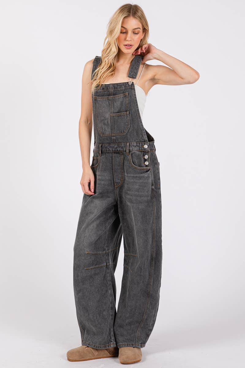 Washed Denim Overall Jumpsuit