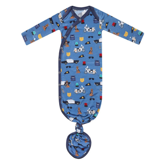 Bamboo Newborn Knotted Gown - Policemen
