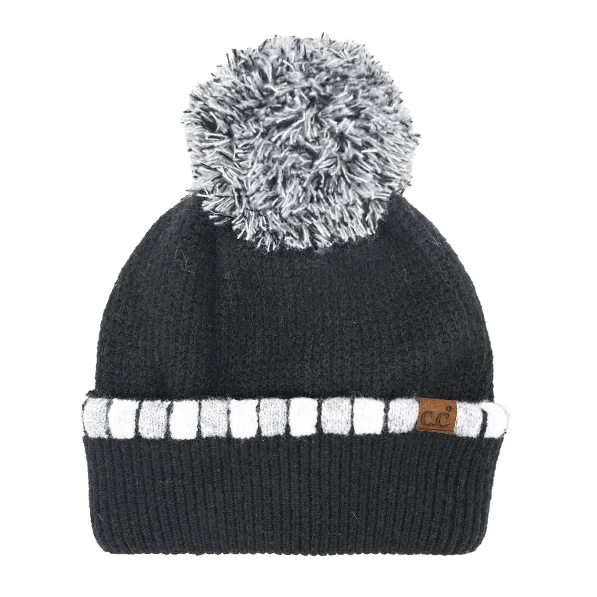 CC Beanie Neutral Horizontal Stripe Cuffed