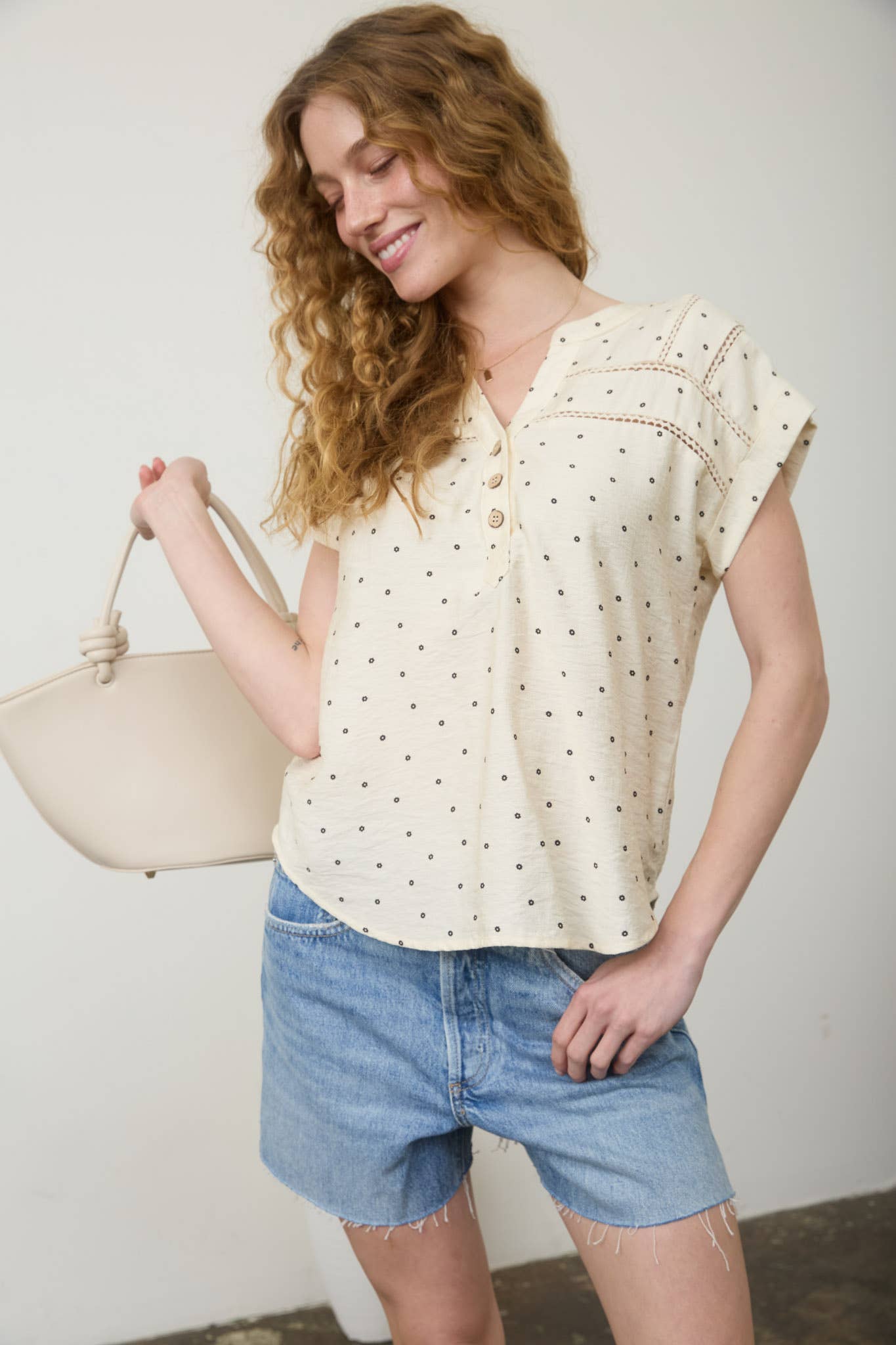 Polka Dot Lace Trim Top