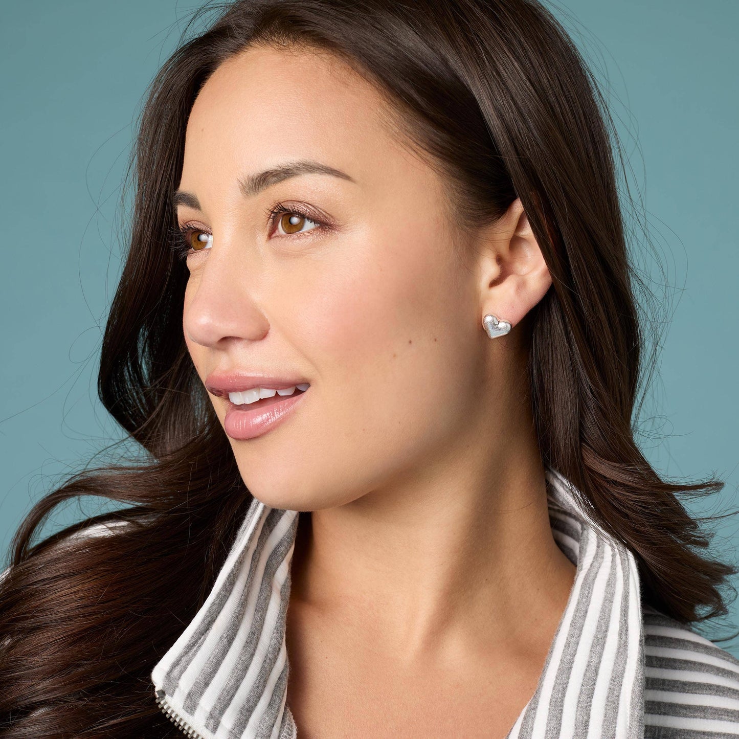 Whispers Bubble Heart Stud Earrings - Silver