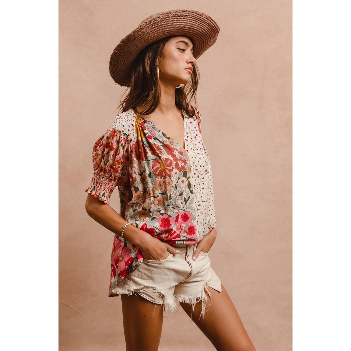 Woven Mix & Match Peasant Top