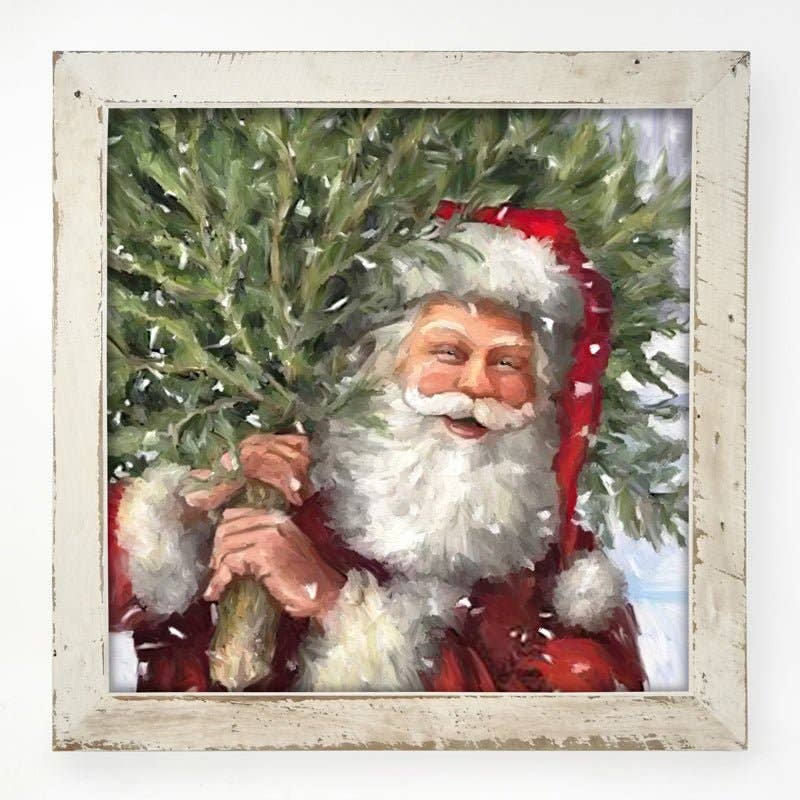 Classic Santa carrying tree