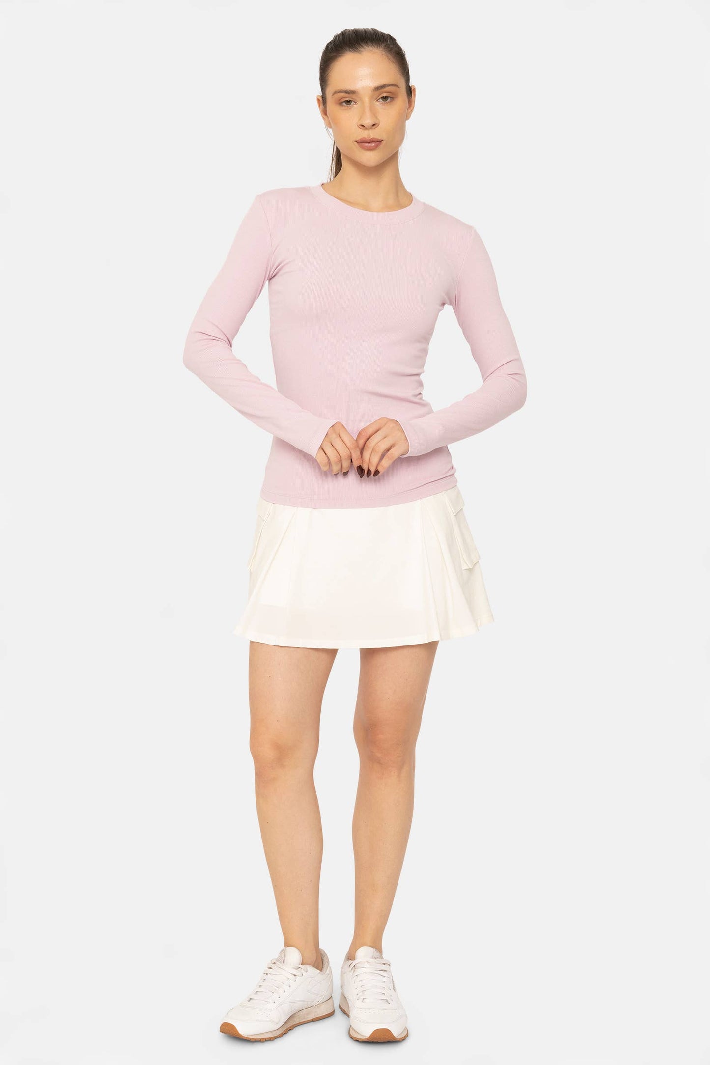 Essential Long-Sleeved Micro-Ribbed Athleisure Top