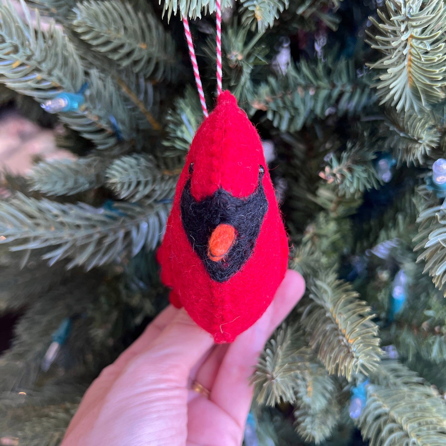 Large Cardinal Felt Wool Christmas Ornament  