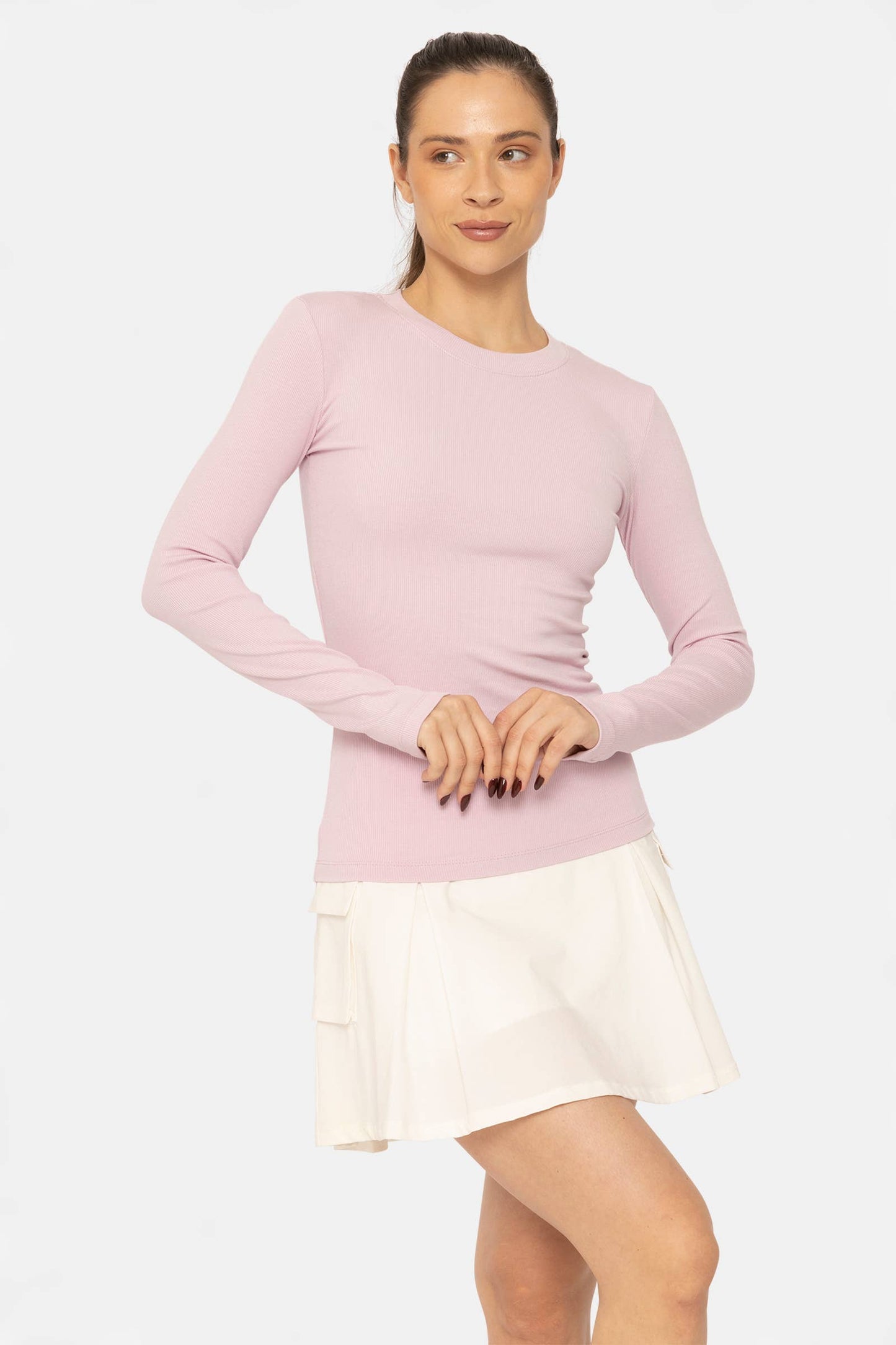 Essential Long-Sleeved Micro-Ribbed Athleisure Top