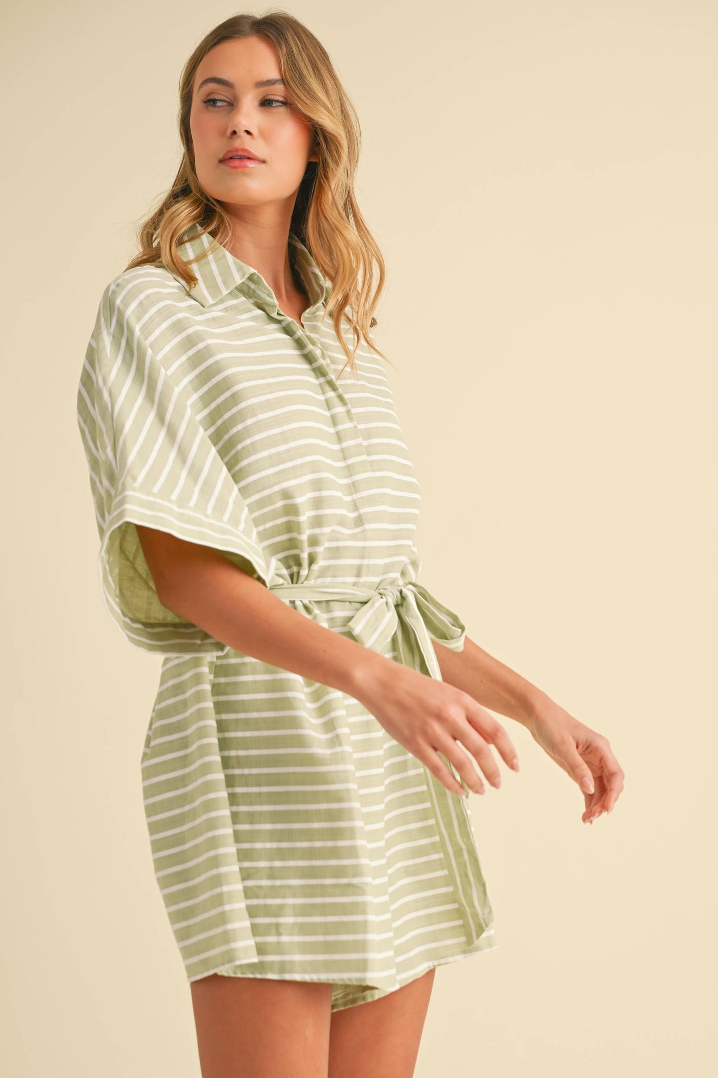 Striped Relax Fit Belted Romper
