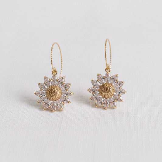Zircon Sunflower Earrings