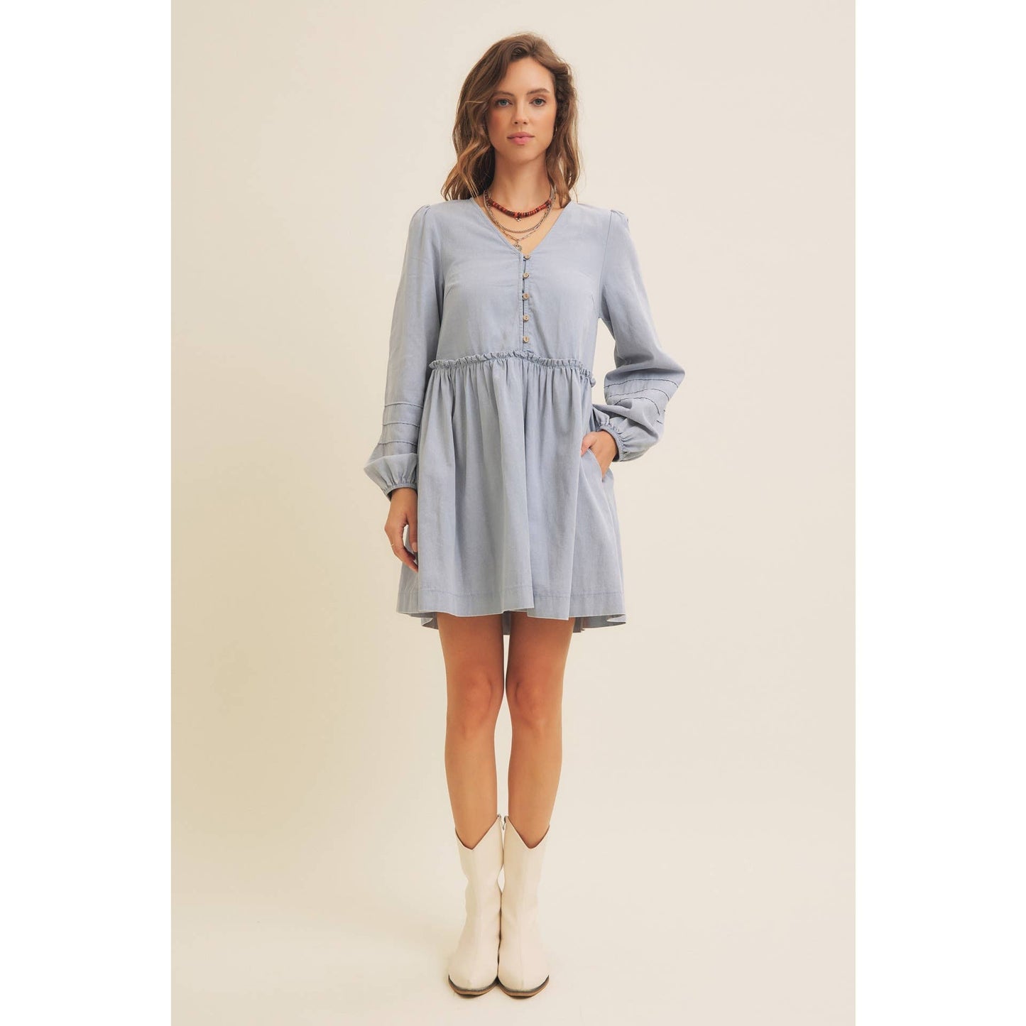 Cotton Acid Washed Mini Dress