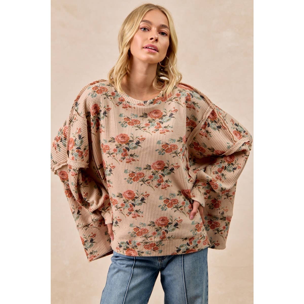 Floral Print Waffle Shirt