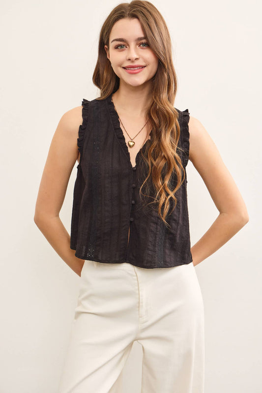 Ruffled V Neck Top