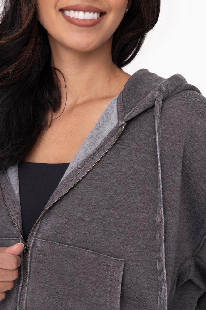 Fleece Hoodie Jacket with Tapered Sleeves