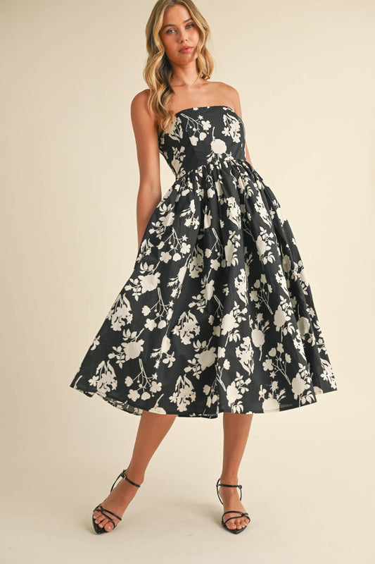 Strapless Floral Dress