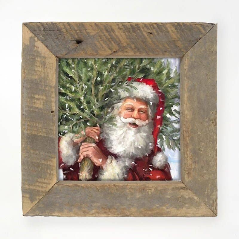 Classic Santa carrying tree