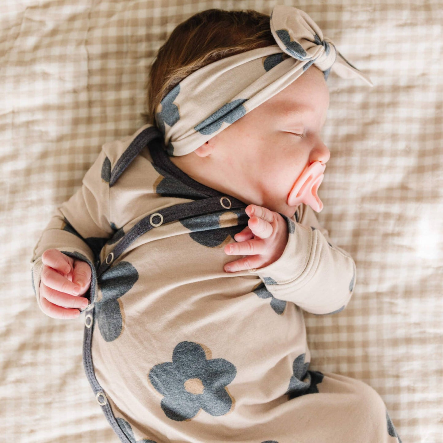 Newborn Knotted Gown - Gemma In Tan