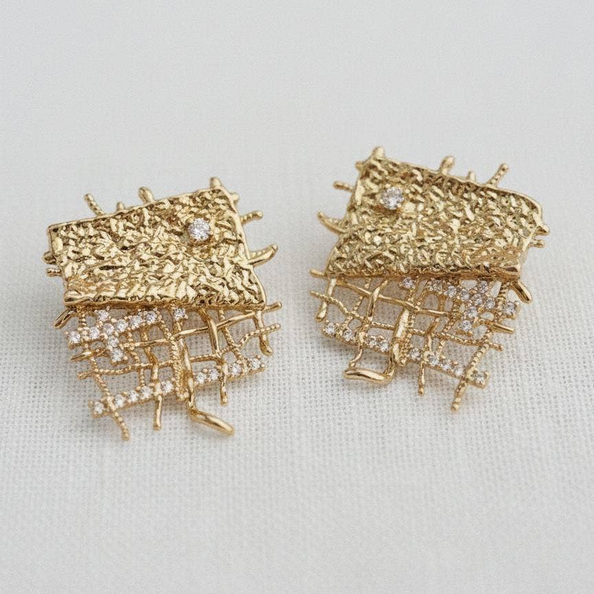 Vintage Geometric Cubic Zirconia Drop Earrings