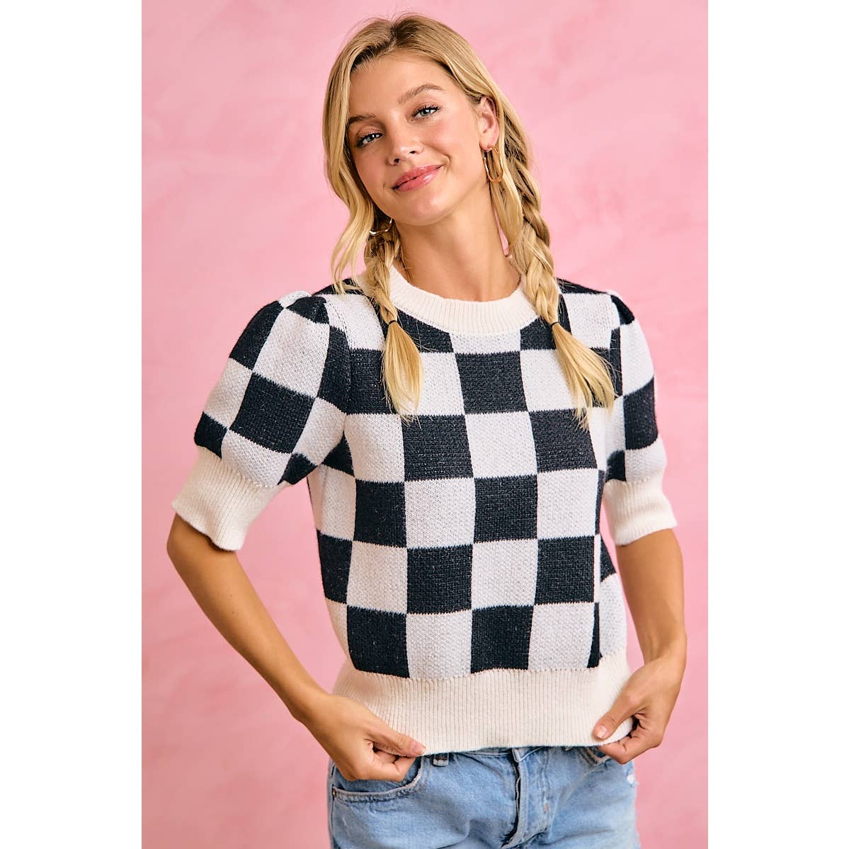 Gameday Checker Knit Top