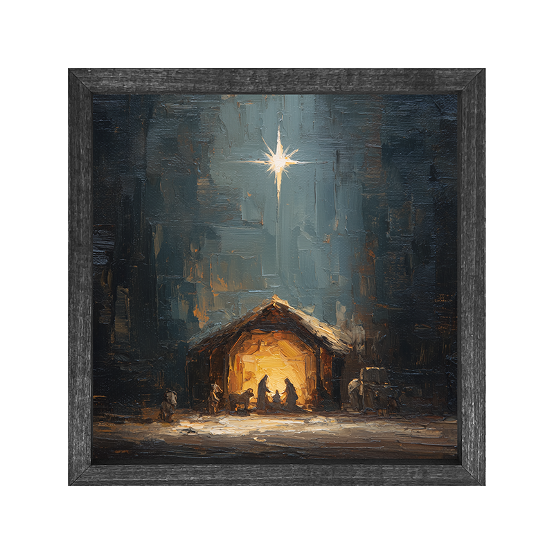 The Nativity at Night - Square Box Frame